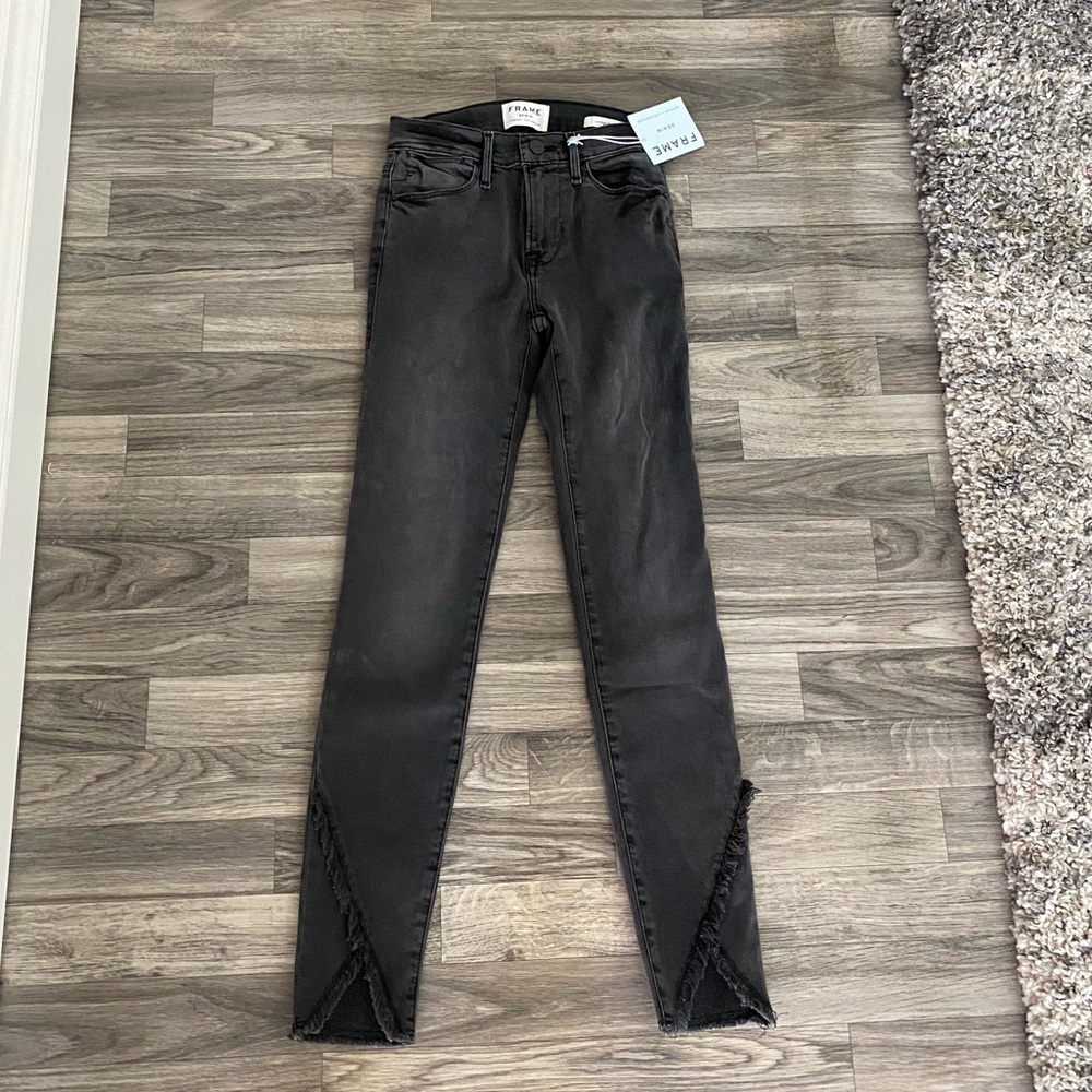 FRAME denim womens le skinny rise jeans black size 23 waist new with tags